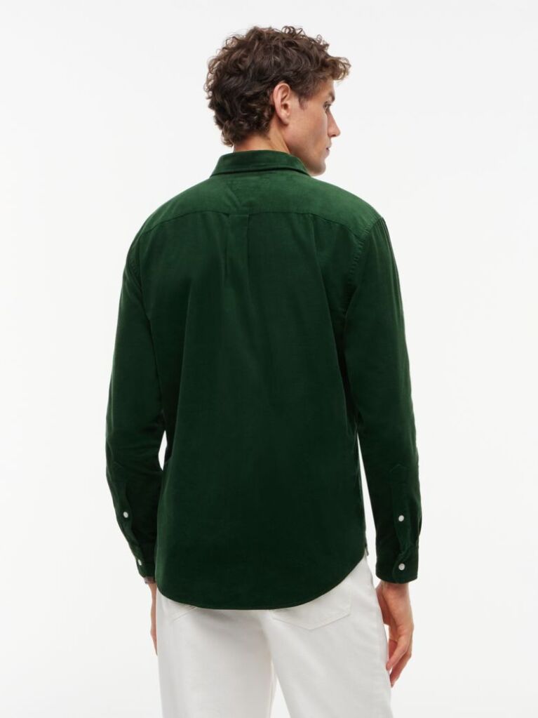 Verde Camasa Regular Corduroy Cu Broderie Flag  Barbati