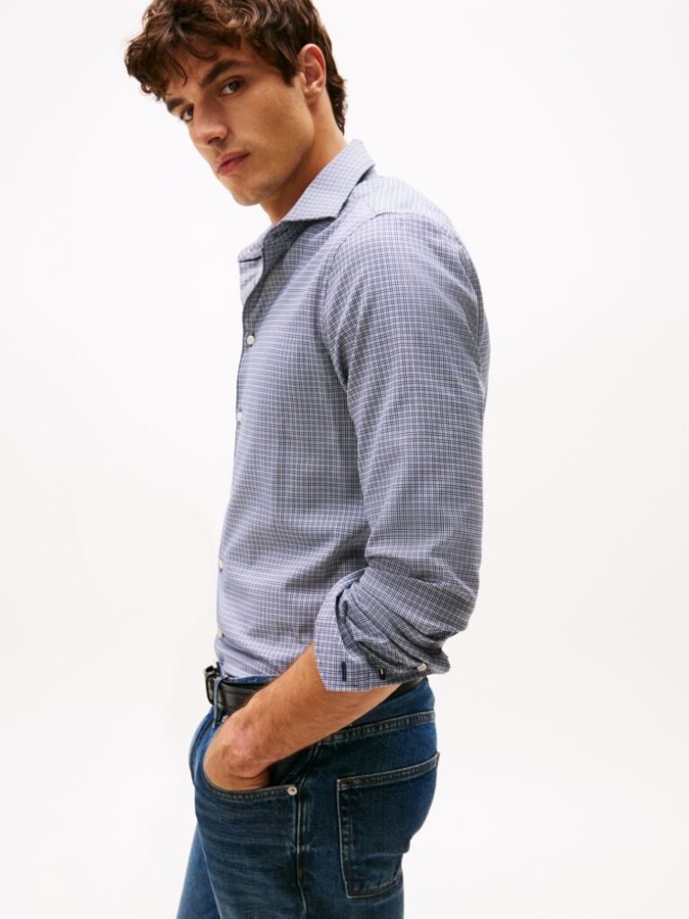Multi Camasa Smart Casual Slim Cu Model Check Dobby  Barbati