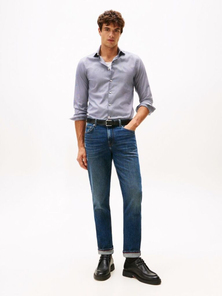 Multi Camasa Smart Casual Slim Cu Model Check Dobby  Barbati