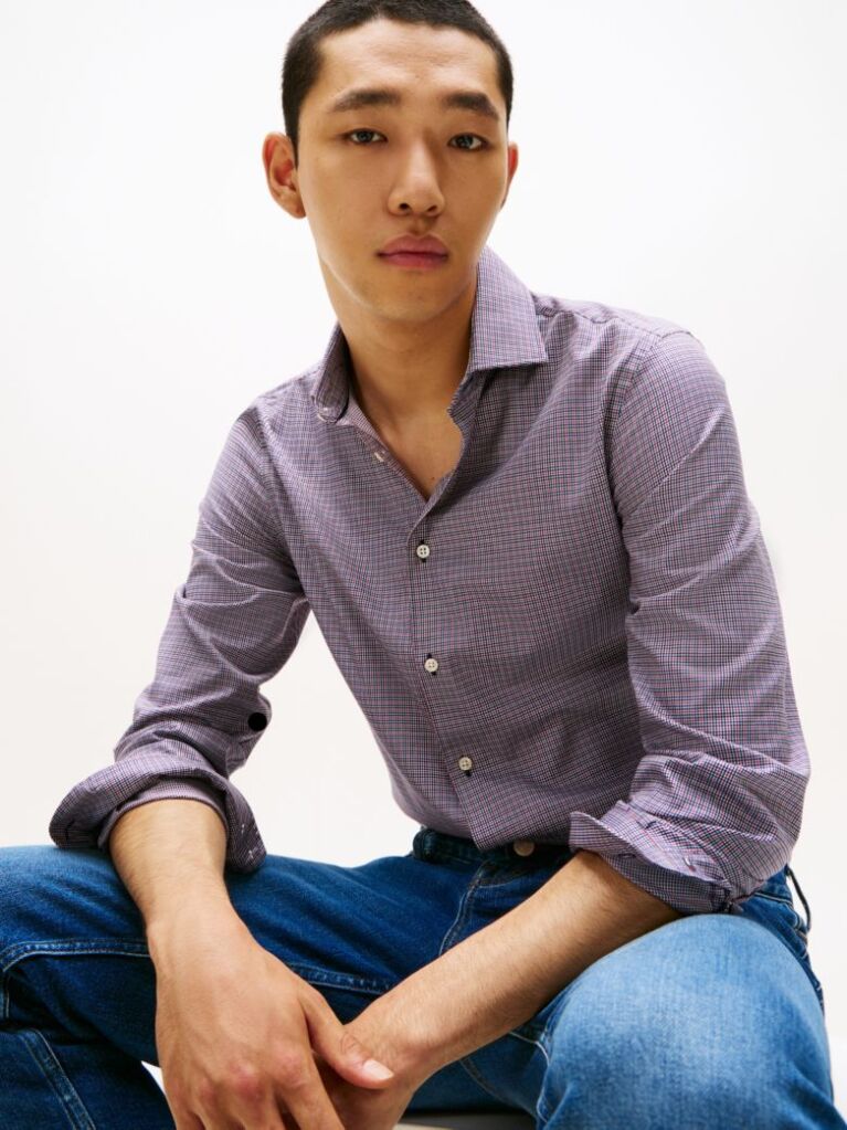 Multi Camasa Smart Casual Slim Cu Model Check Dobby  Barbati