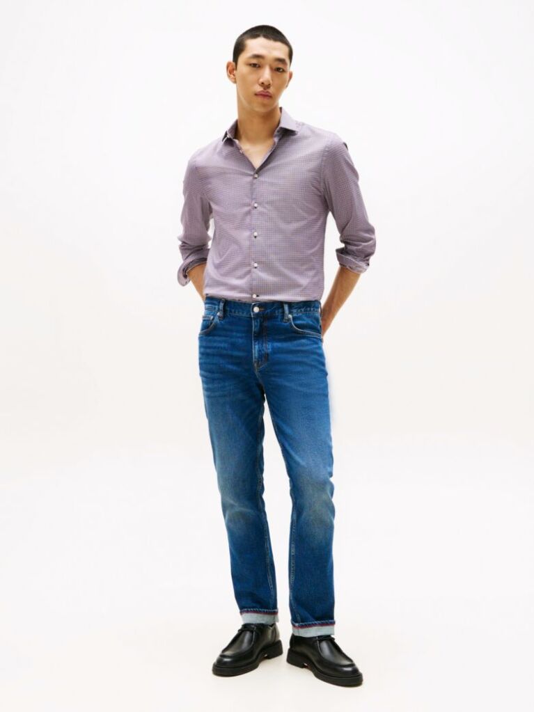 Multi Camasa Smart Casual Slim Cu Model Check Dobby  Barbati