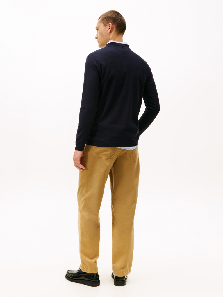 Blue Mercerized Jacquard Tricou Cu Maneca Lunga  Barbati