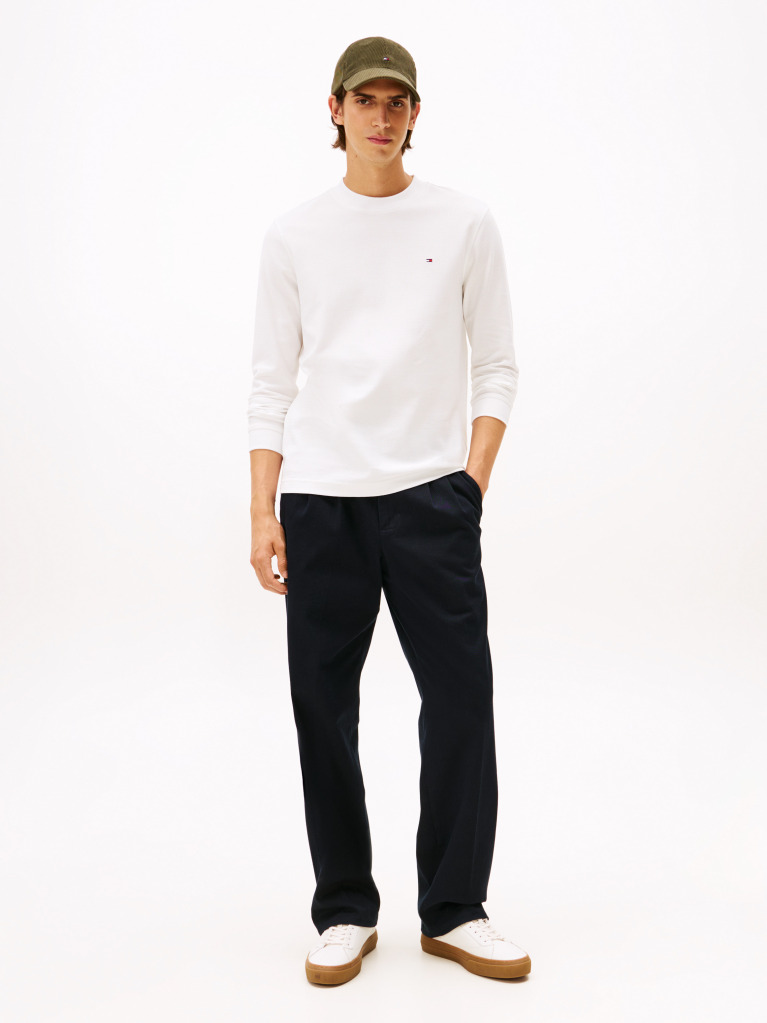 Bej Mercerized Jacquard Tricou Cu Maneca Lunga  Barbati
