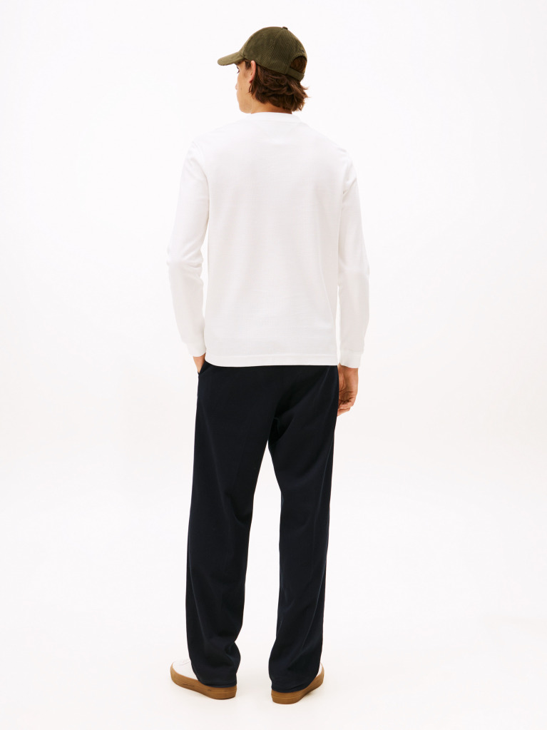 Bej Mercerized Jacquard Tricou Cu Maneca Lunga  Barbati