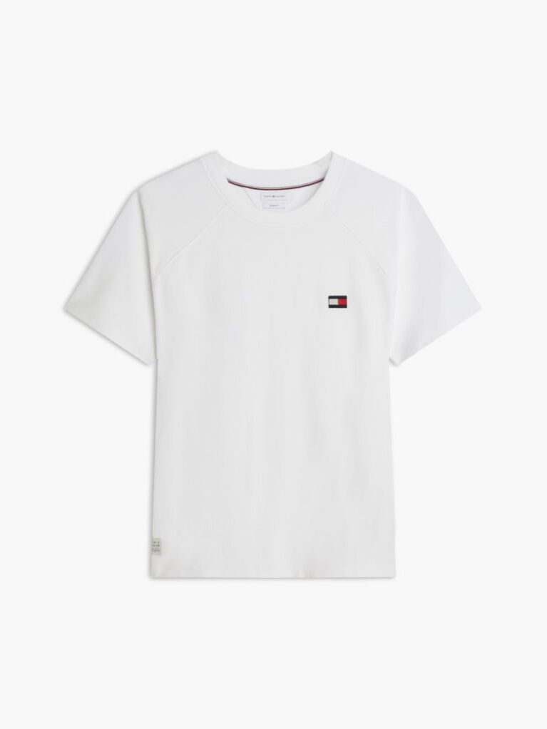 Alb Tricou Din Jersey Lejer Cu Maneci Raglan Si Imprimeu Cu Steag  Barbati