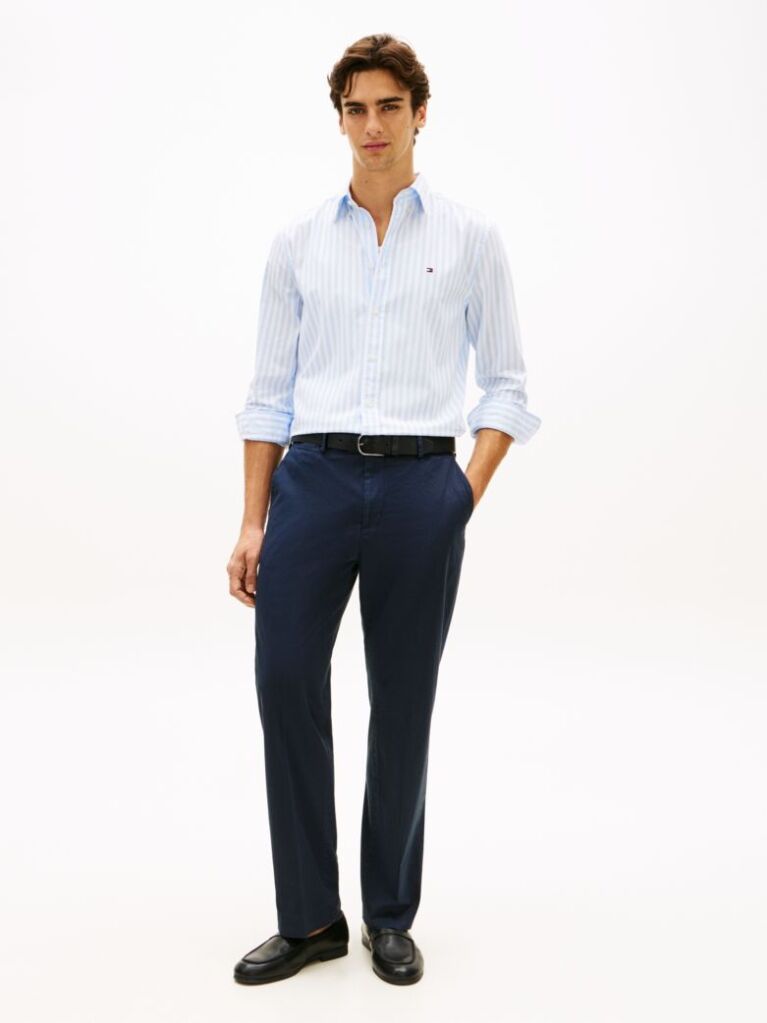 Blue Camasa TH Flex Cu Croiala Regular Din Poplin Cu Dungi  Barbati