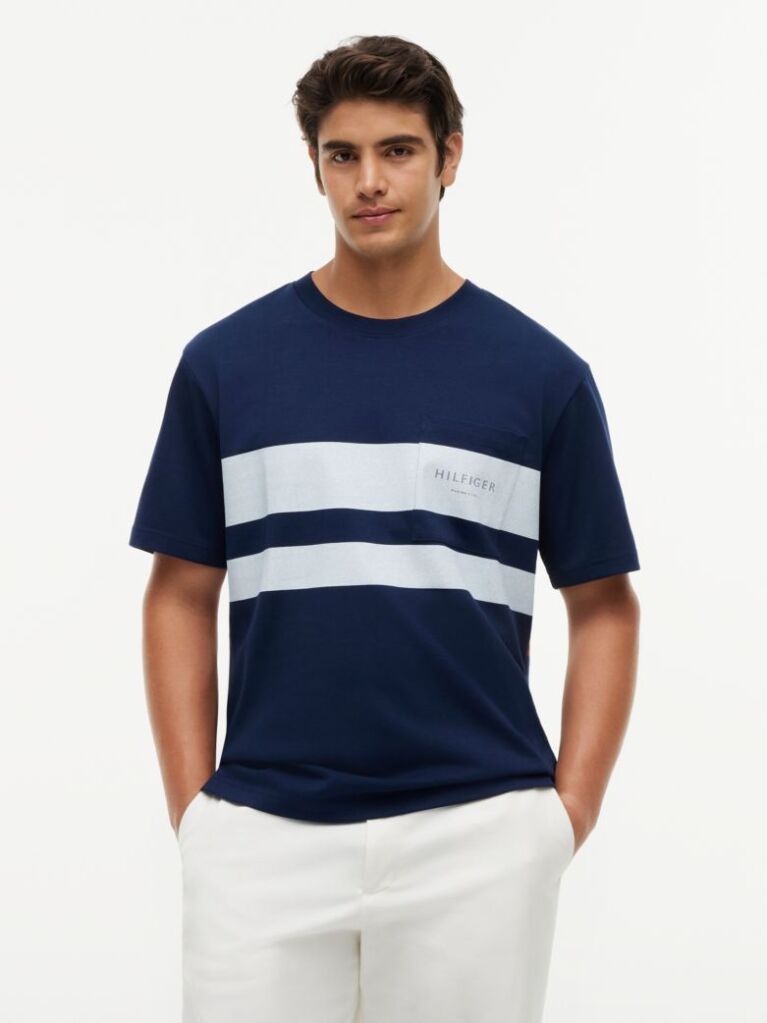 Blue Tricou Lejer Cu Logo Si Blocuri De Culoare  Barbati