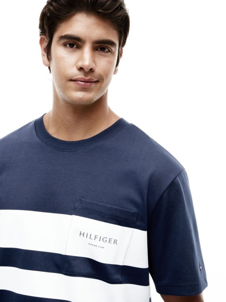 Blue Tricou Lejer Cu Logo Si Blocuri De Culoare  Barbati