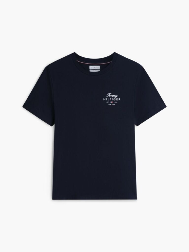 Blue Tricou Cu Guler Rotund Si Logo  Barbati