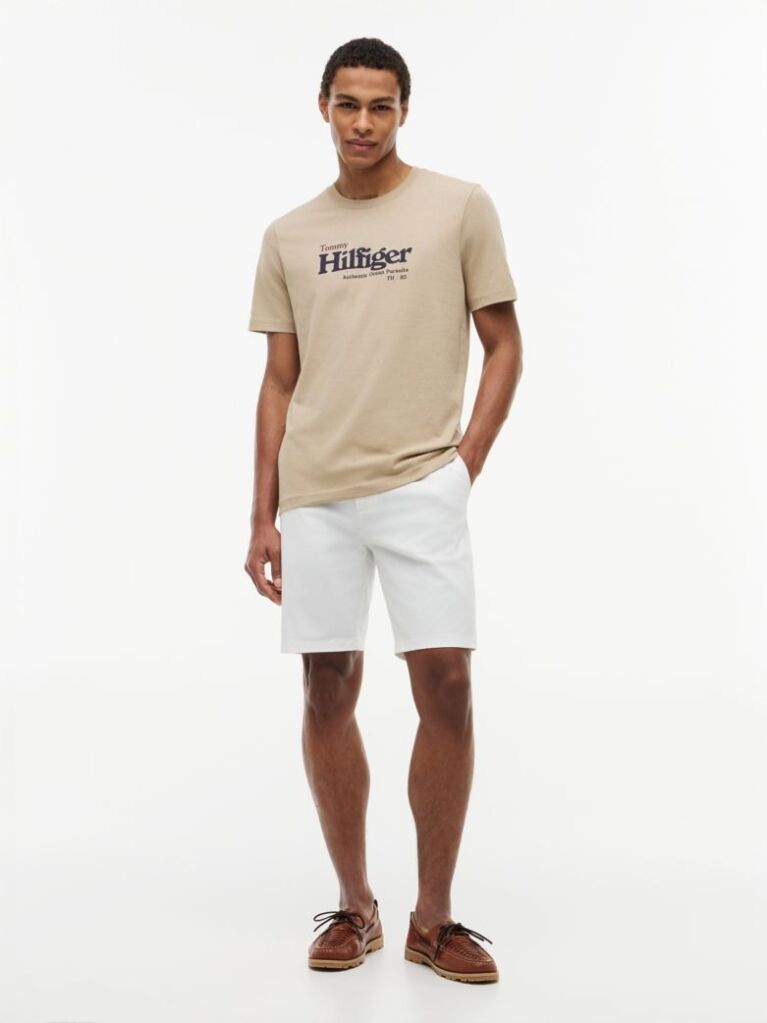 Bej Tricou Cu Imprimeu Grafic Si Logo  Barbati