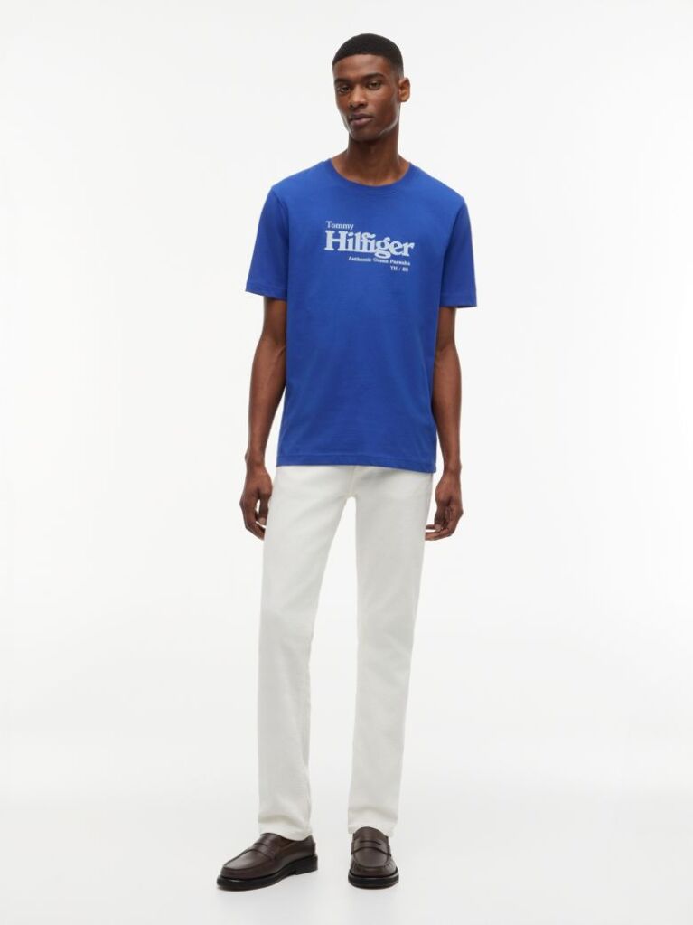 Blue Tricou Cu Imprimeu Grafic Si Logo  Barbati