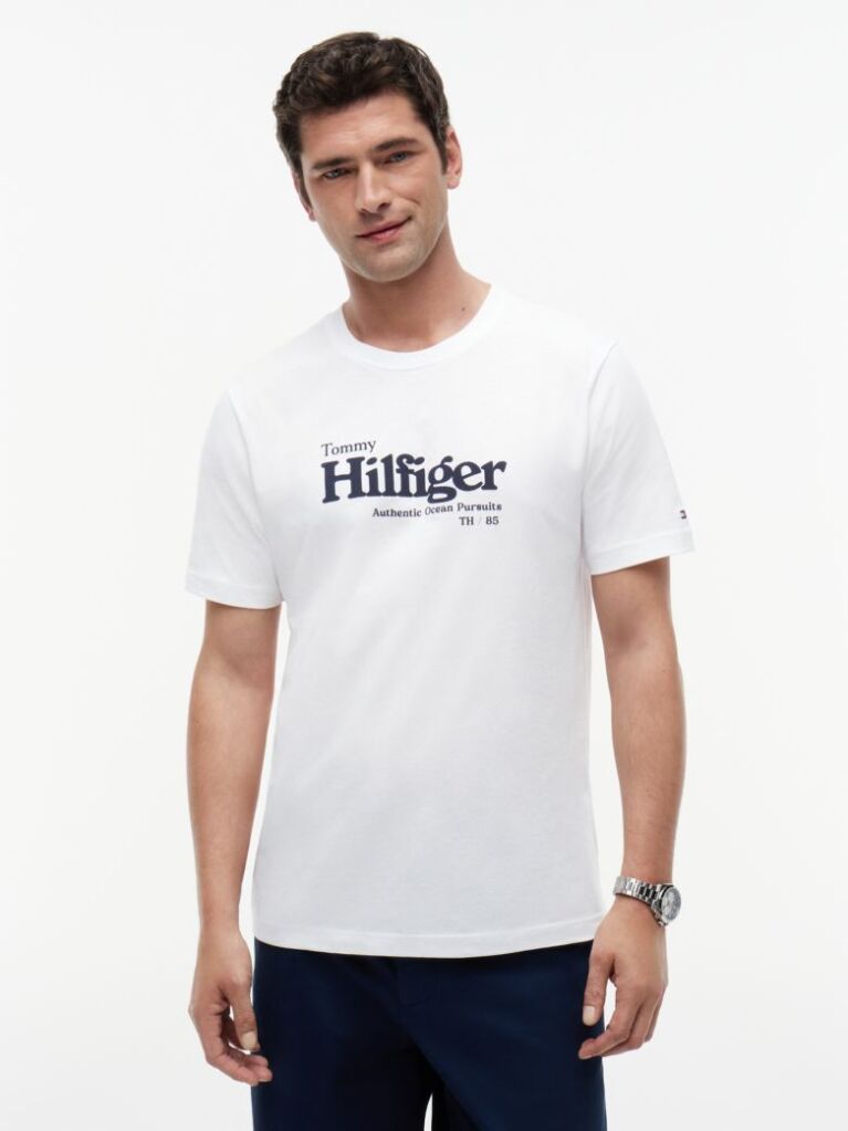 Alb Tricou Cu Imprimeu Grafic Si Logo  Barbati