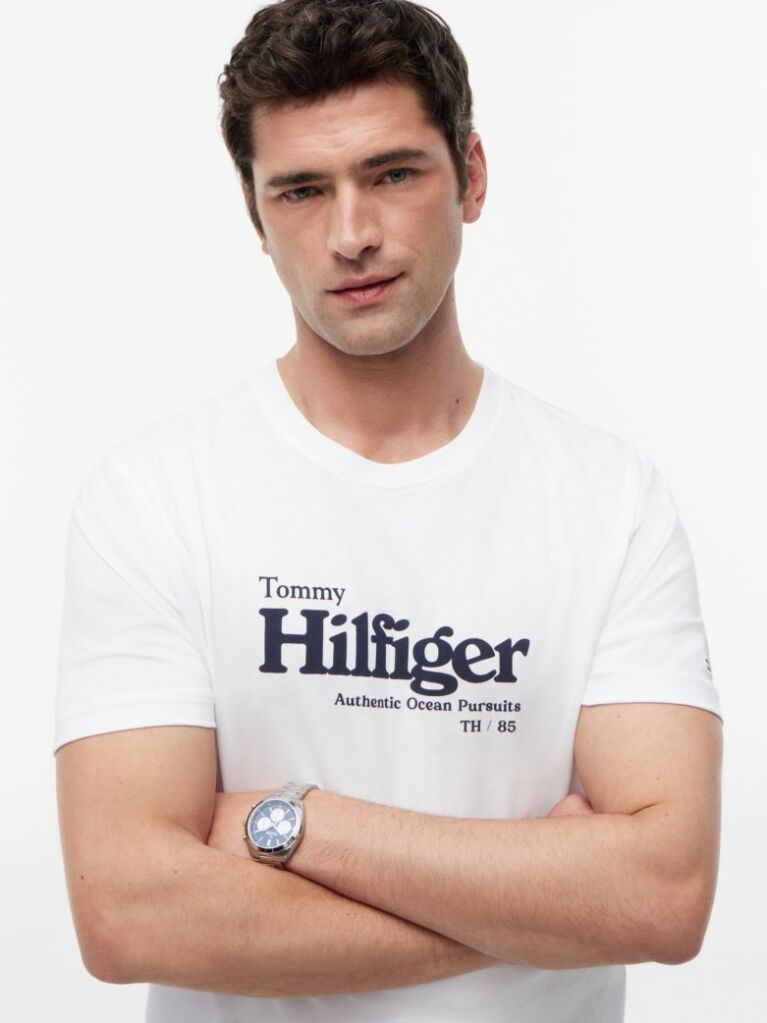 Alb Tricou Cu Imprimeu Grafic Si Logo  Barbati