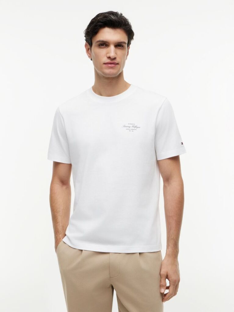 Alb Tricou Cu Logo Pe Spate  Barbati