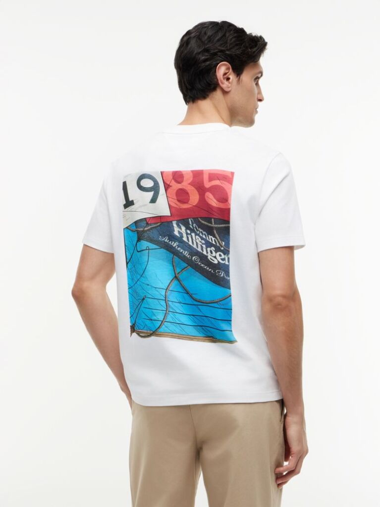 Alb Tricou Cu Logo Pe Spate  Barbati