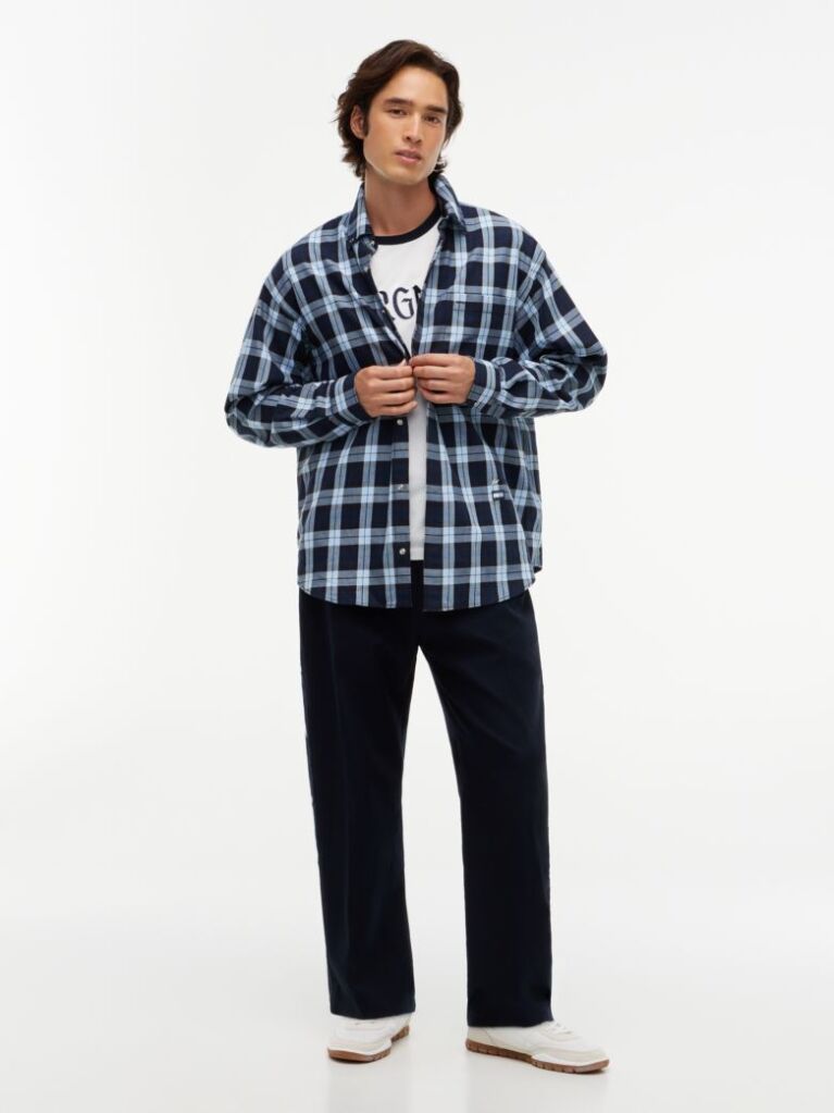 Blue Tommy Hilfiger x FRGMT Pantaloni Chinos Cu Croiala Lejera Si Nasture  Barbati