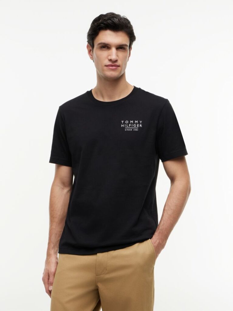 Negru Tricou Din Jersey Cu Imprimeu Grafic Pe Spate Cu Steag Ondulat  Barbati