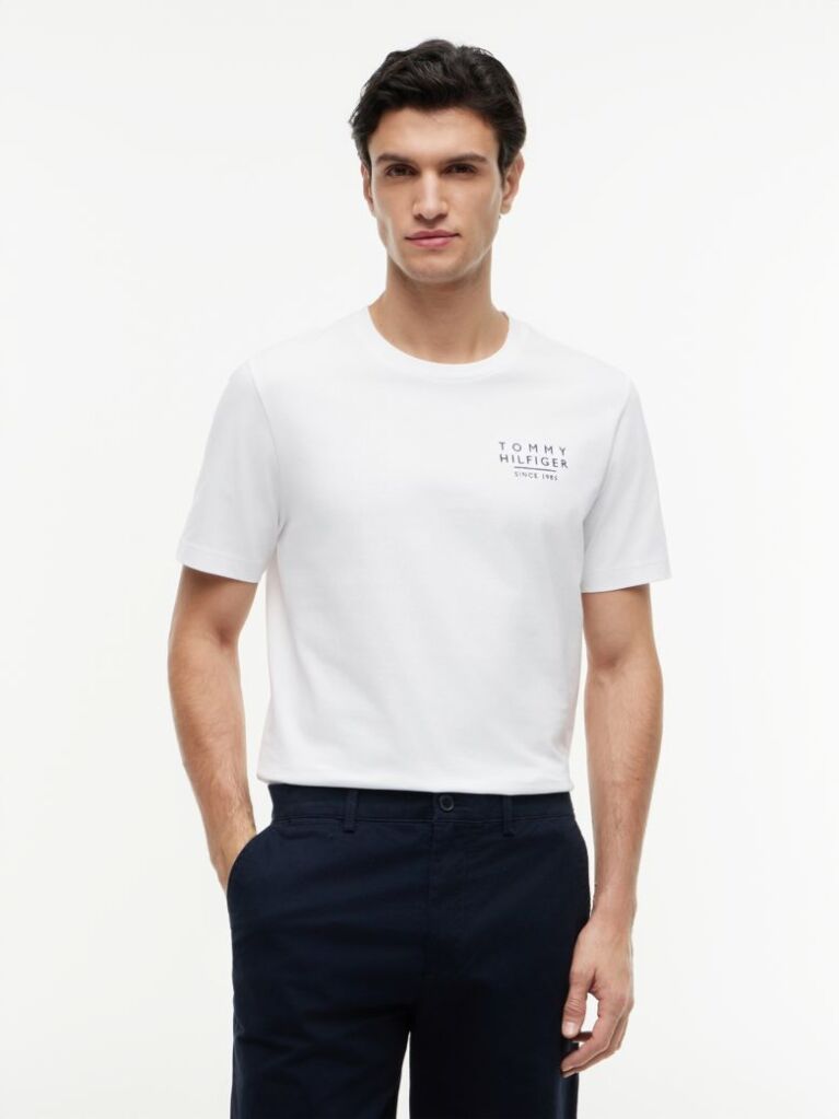 Alb Tricou Din Jersey Cu Imprimeu Grafic Pe Spate Cu Steag Ondulat  Barbati
