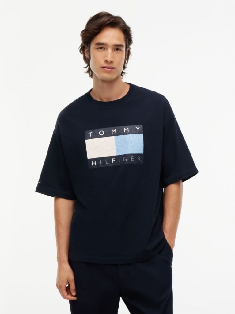 Blue Tommy Hilfiger x FRGMT T-Shirt Din jerseu Cu Croiala Lejera  Barbati