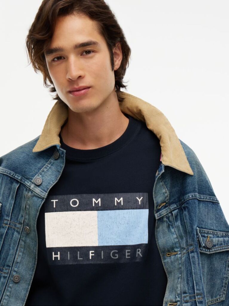 Blue Tommy Hilfiger x FRGMT T-Shirt Din jerseu Cu Croiala Lejera  Barbati