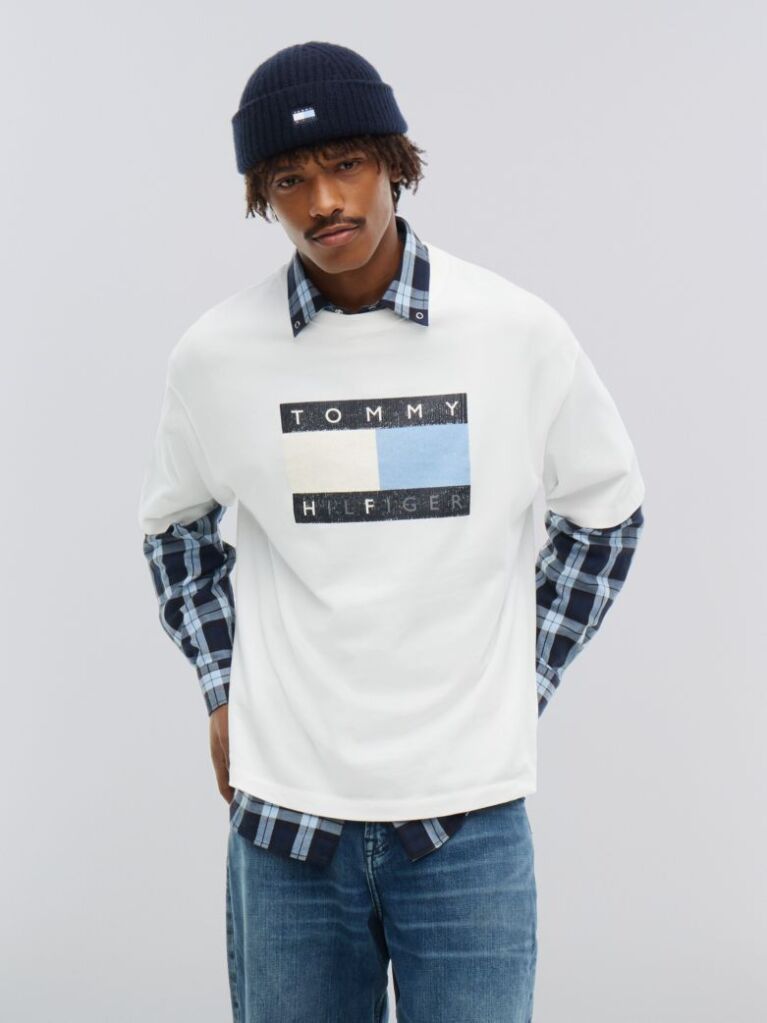 Bej Tommy Hilfiger x FRGMT T-Shirt Din jerseu Cu Croiala Lejera  Barbati