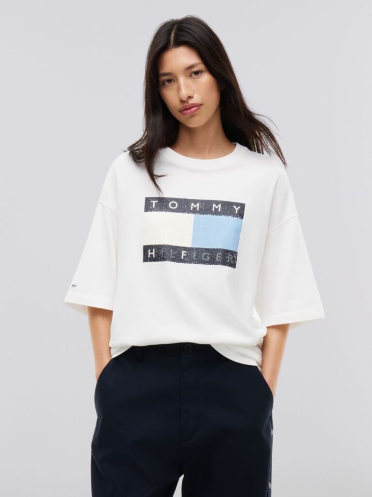 Bej Tommy Hilfiger x FRGMT T-Shirt Din jerseu Cu Croiala Lejera  Barbati