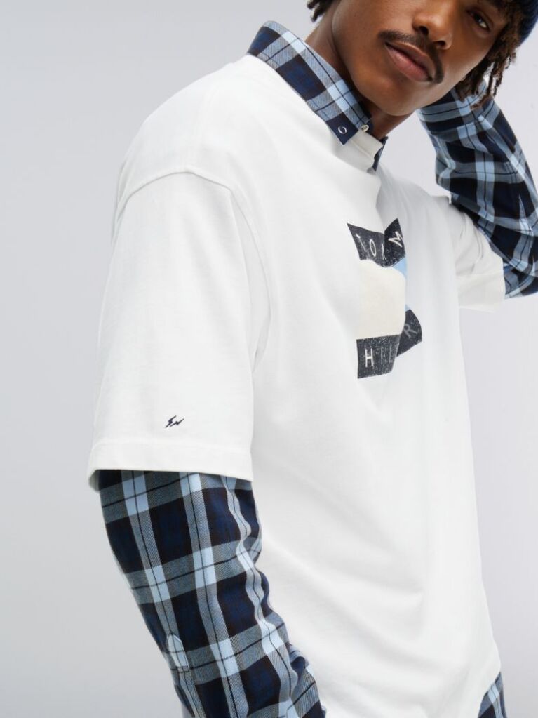 Bej Tommy Hilfiger x FRGMT T-Shirt Din jerseu Cu Croiala Lejera  Barbati