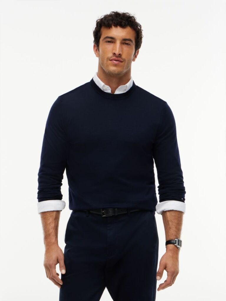 Blue New York Label Pure Wool Jumper  Men