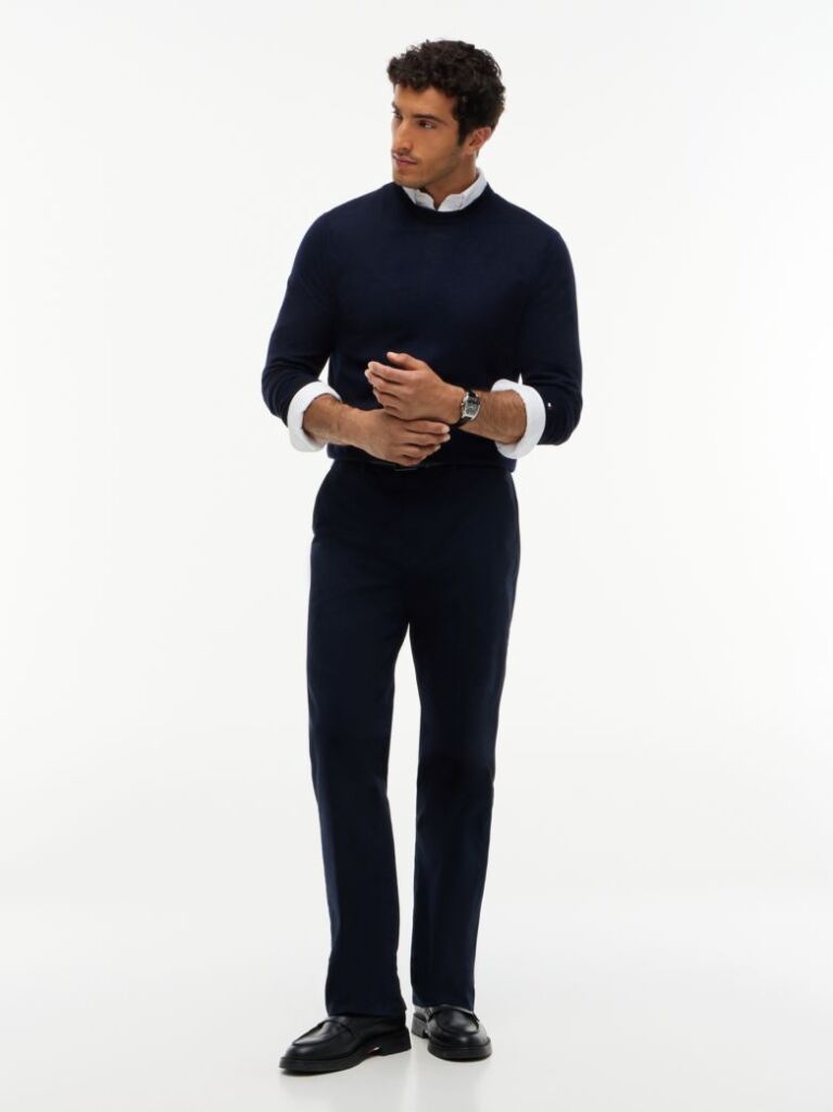 Blue New York Label Pure Wool Jumper  Men