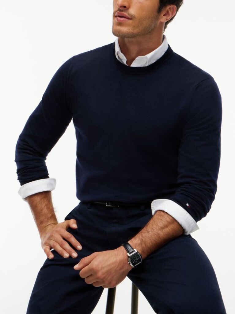 Blue New York Label Pure Wool Jumper  Men