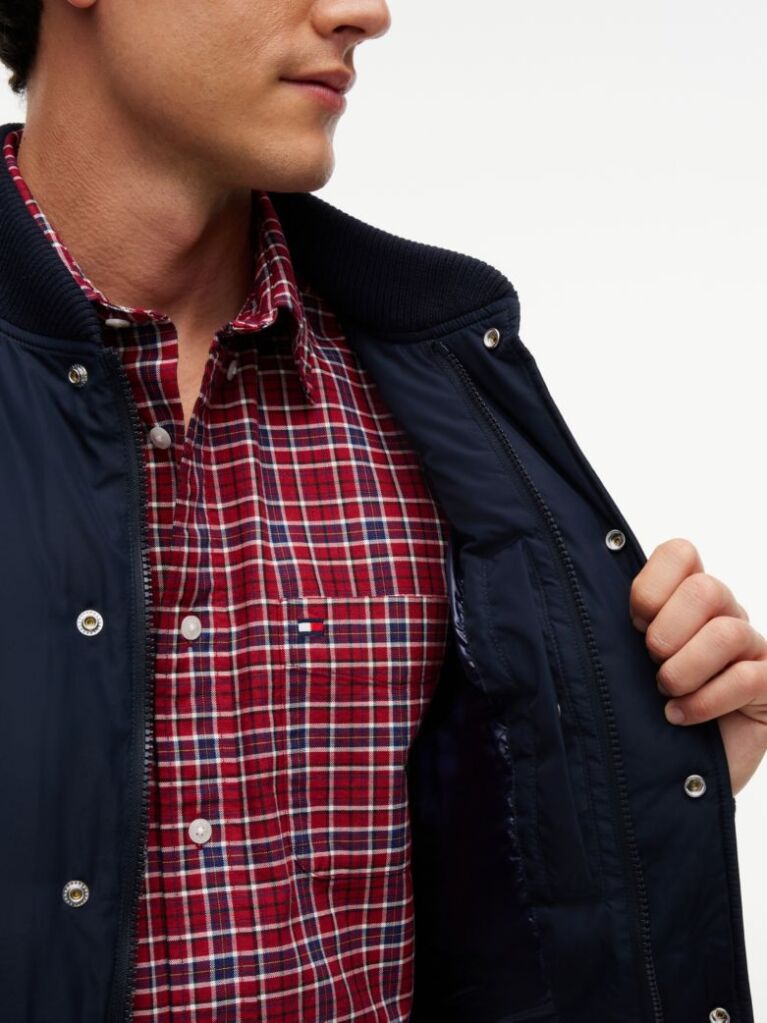 Blue Global Stripe Padded Relaxed Bomber Jacket  Men