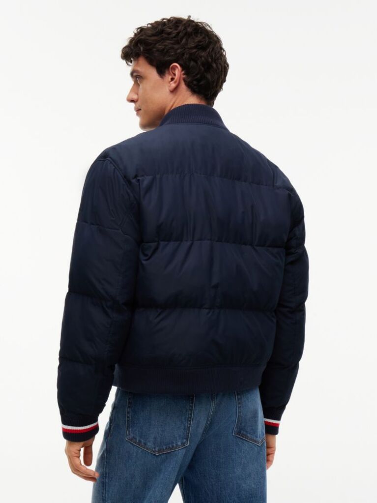 Blue Global Stripe Padded Relaxed Bomber Jacket  Men
