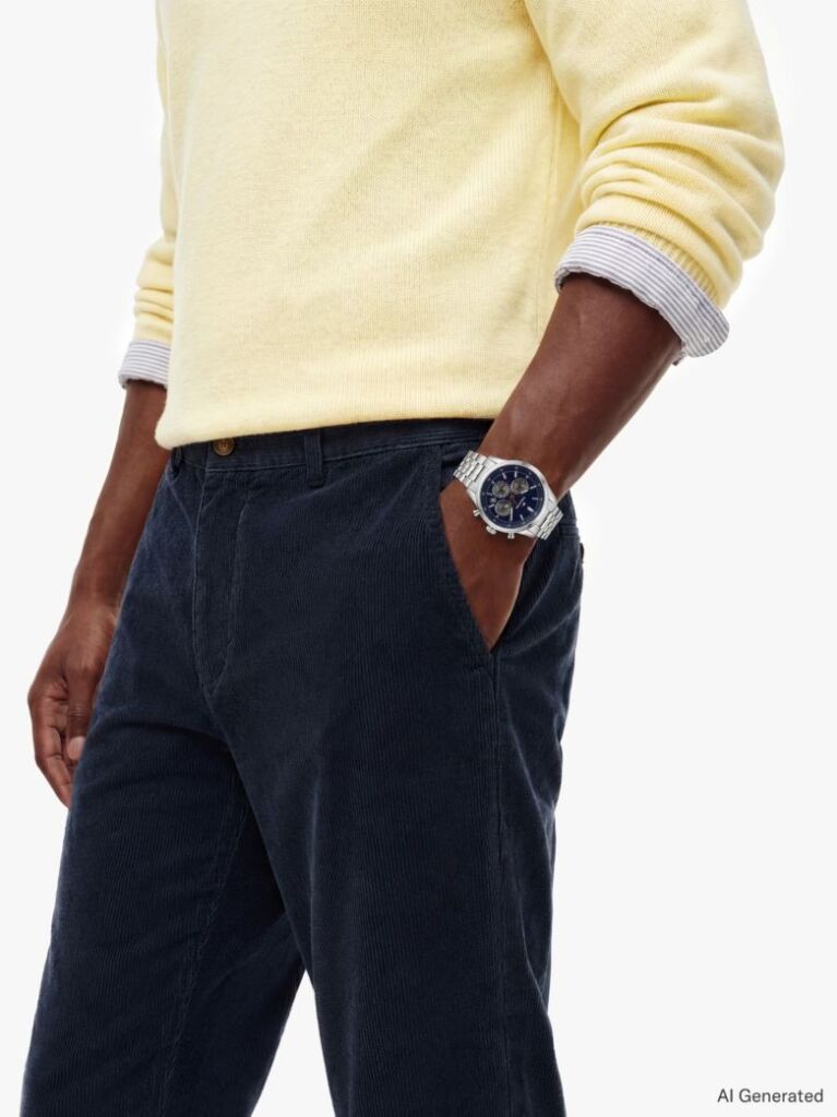 Blue Pantaloni Chinos Denton Din Catifea Fina Cu Croiala Slim Si Dreapta  Barbati
