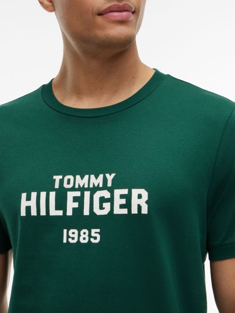 Verde T-Shirt Din Jerseu Cu Logo Si Guler Rotund  Barbati