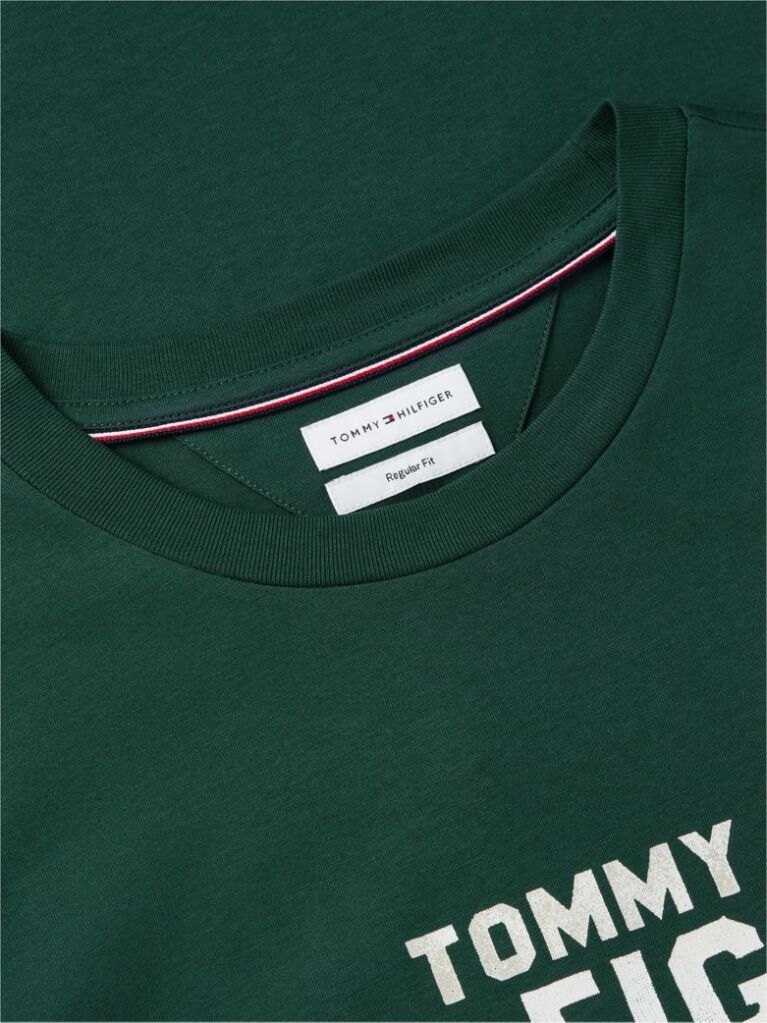 Verde T-Shirt Din Jerseu Cu Logo Si Guler Rotund  Barbati