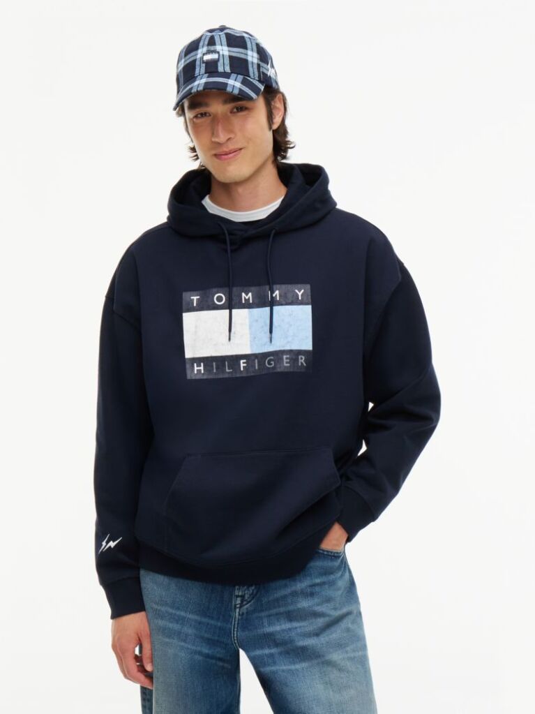 Blue Tommy Hilfiger x FRGMT Hanorac Cu Croiala Lejera   Barbati