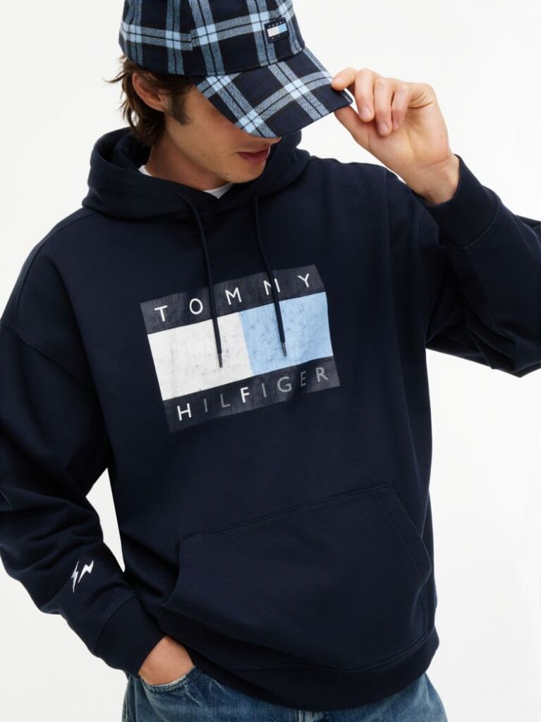 Blue Tommy Hilfiger x FRGMT Hanorac Cu Croiala Lejera   Barbati
