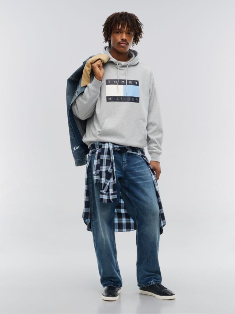Gri Tommy Hilfiger x FRGMT Hanorac Cu Croiala Lejera   Barbati