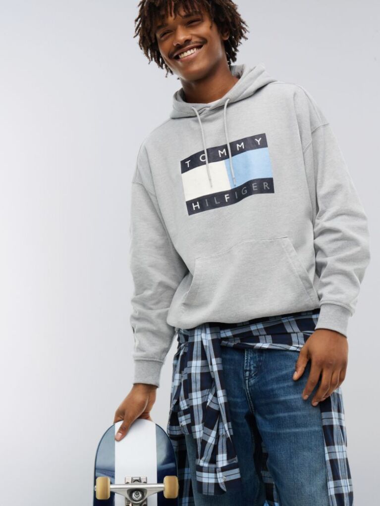 Gri Tommy Hilfiger x FRGMT Hanorac Cu Croiala Lejera   Barbati