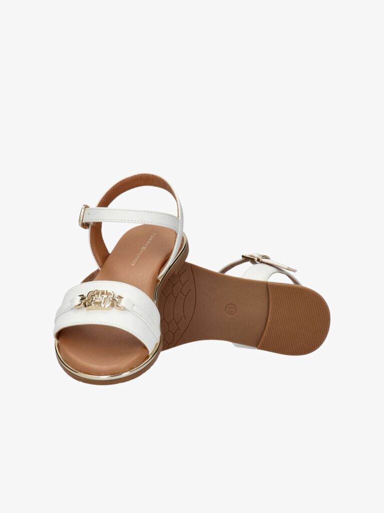 White TH Monogram Plaque Sandals  Girls