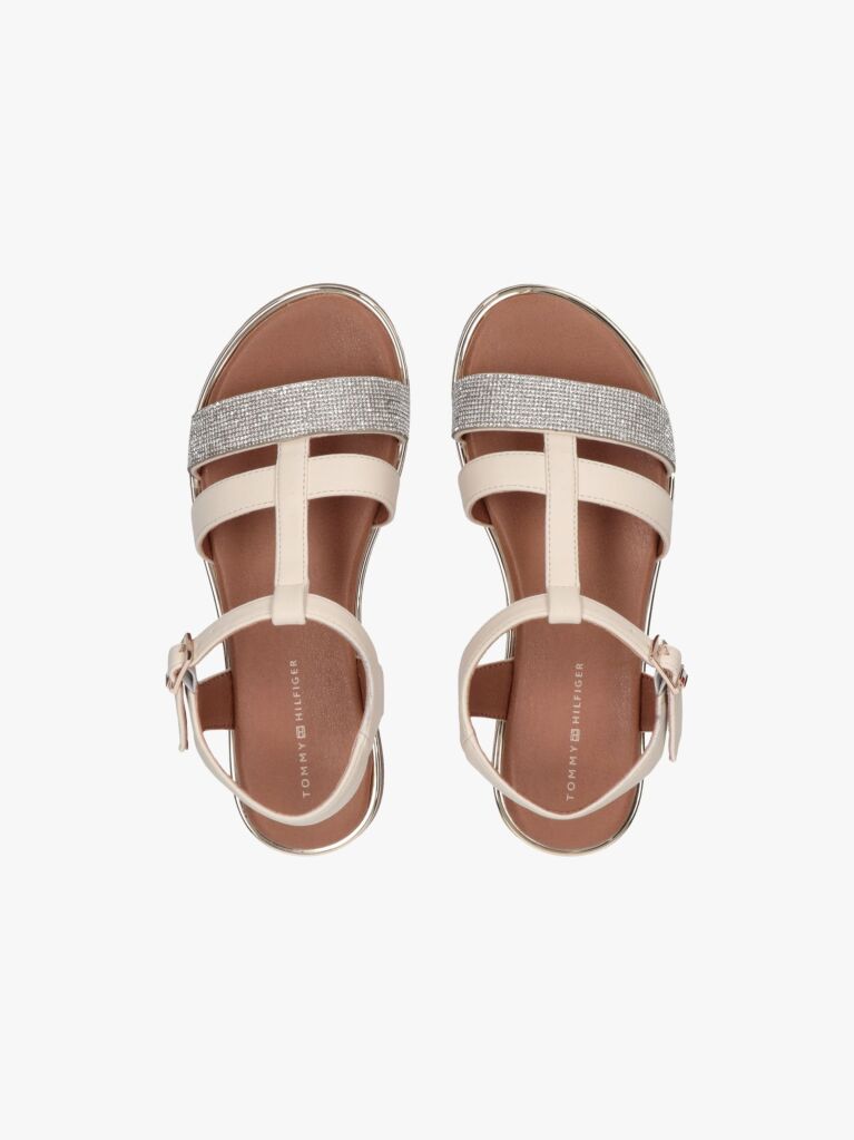 White Glitter Flat Sandals  Girls