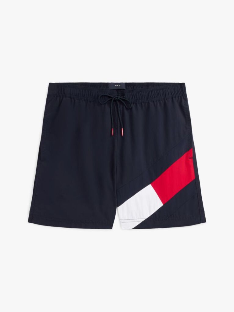 Blue Flag Mid Length Drawstring Swim Shorts  Men