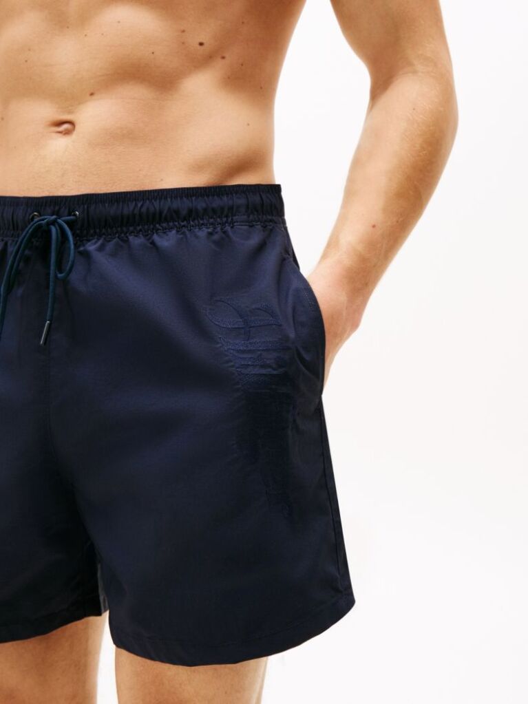Blue Pantalon Scurt De Baie Signature Logo Lungime Medie  Barbati