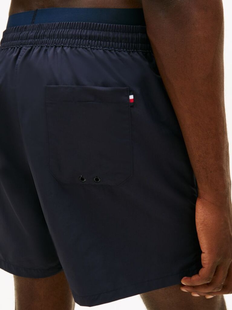 Blue Pantaloni Scurti De Plaja Cu Talie Dubla Si Lungime Medie  Barbati