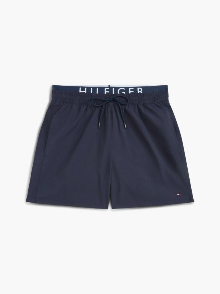 Blue Pantaloni Scurti De Plaja Cu Talie Dubla Si Lungime Medie  Barbati