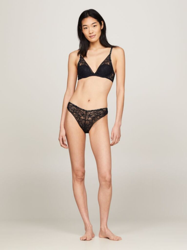 Negru Sutien Premium Cu Dantela Florala  Femei