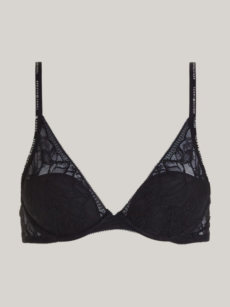 Negru Sutien Premium Cu Dantela Florala  Femei