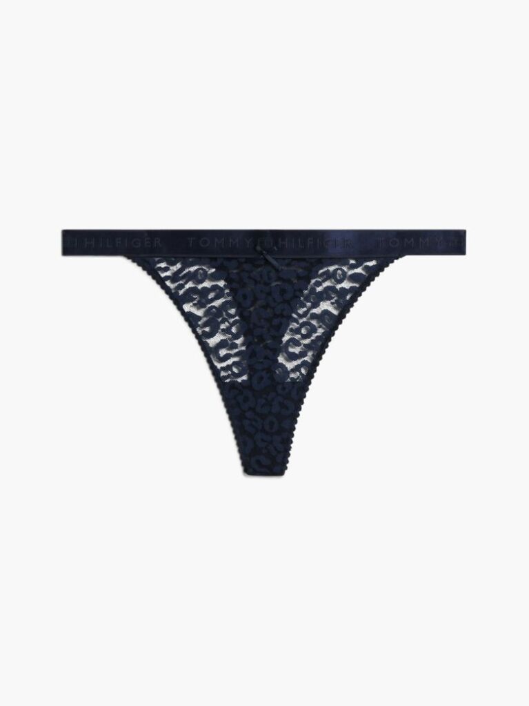 Blue Thong Leopard Cu Dantela  Femei