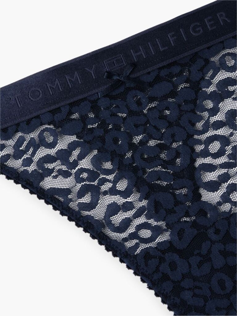 Blue Thong Leopard Cu Dantela  Femei