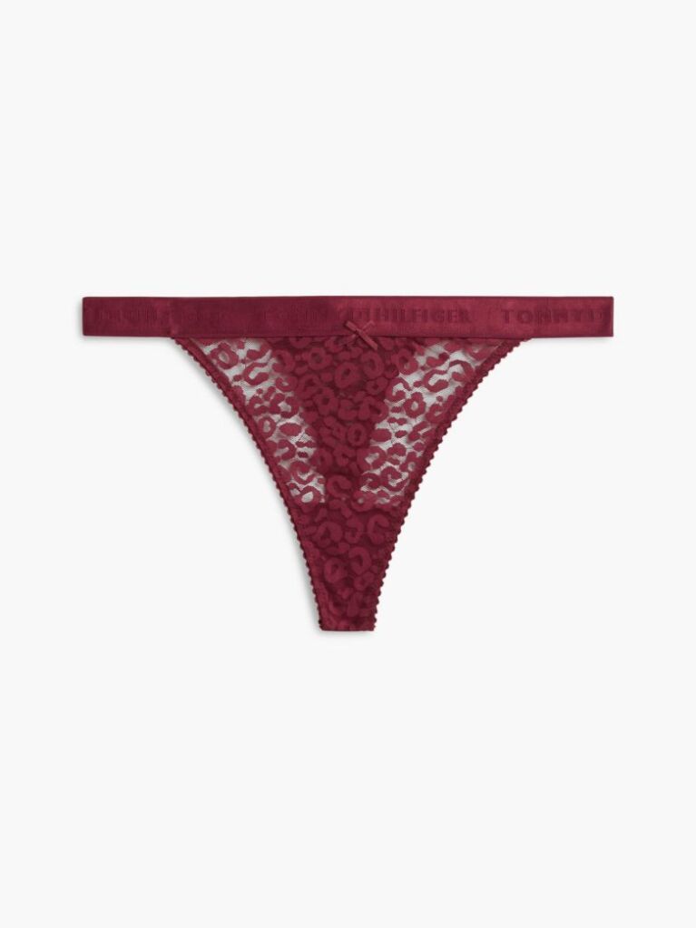 Rosu Thong Leopard Cu Dantela  Femei